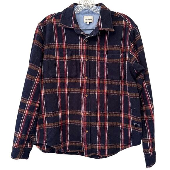 Ben Sherman Men's Size M Blue/Red/Tan‎ Plaid Flannel Shirt Long Sleeve Classic - Picture 1 of 15